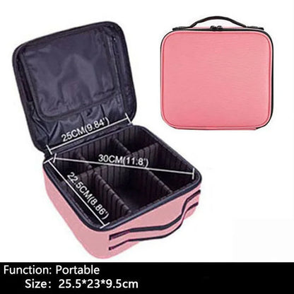 Travel Makeup Bag | Portable Cosmetic Organizer with Dividers