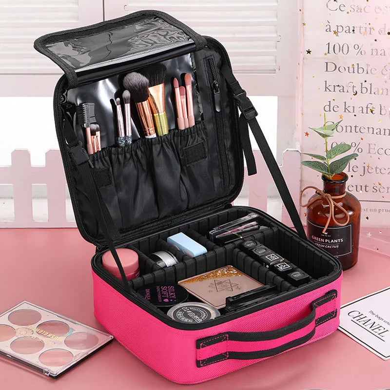 Travel Makeup Bag | Portable Cosmetic Organizer with Dividers