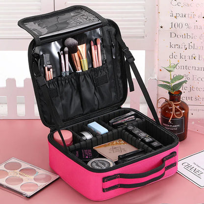 Travel Makeup Bag | Portable Cosmetic Organizer with Dividers