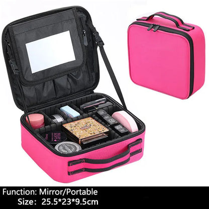 Travel Makeup Bag | Portable Cosmetic Organizer with Dividers