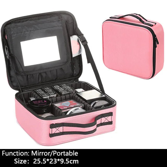 Travel Makeup Bag | Portable Cosmetic Organizer with Dividers