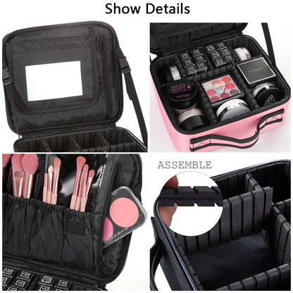 Travel Makeup Bag | Portable Cosmetic Organizer with Dividers