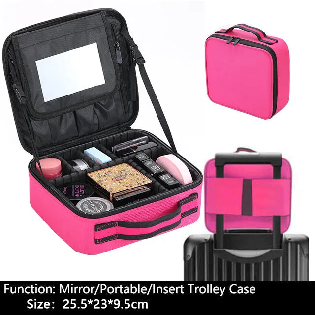 Travel Makeup Bag | Portable Cosmetic Organizer with Dividers