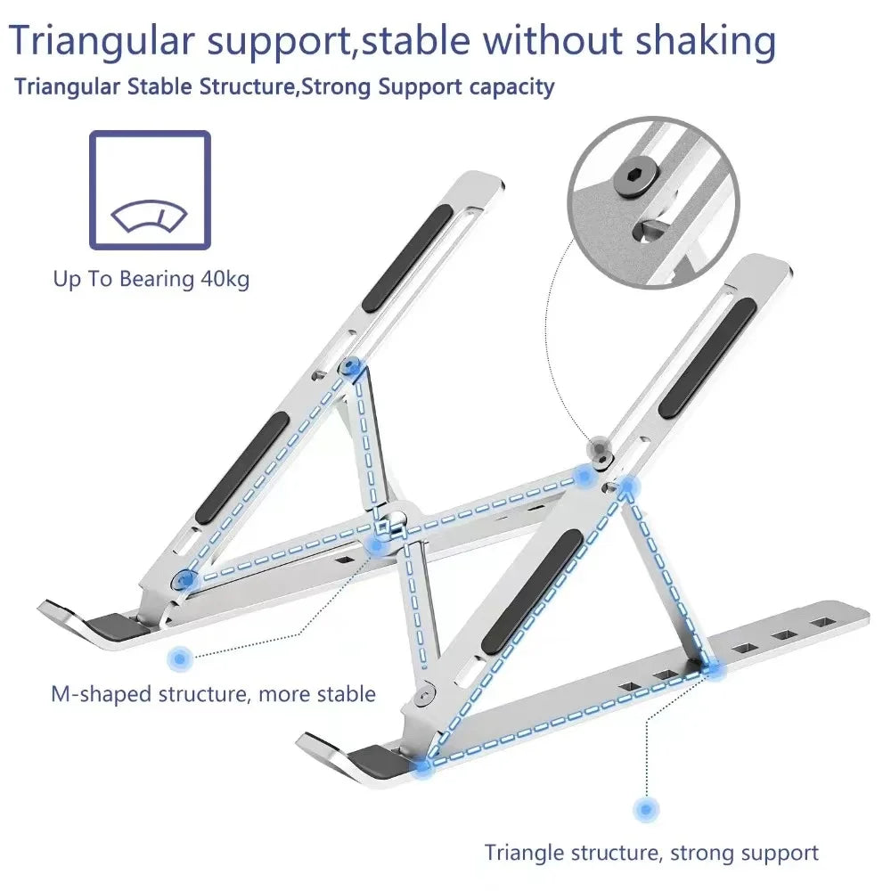 Ergonomic Laptop Stand | Adjustable Aluminum Riser for Desk