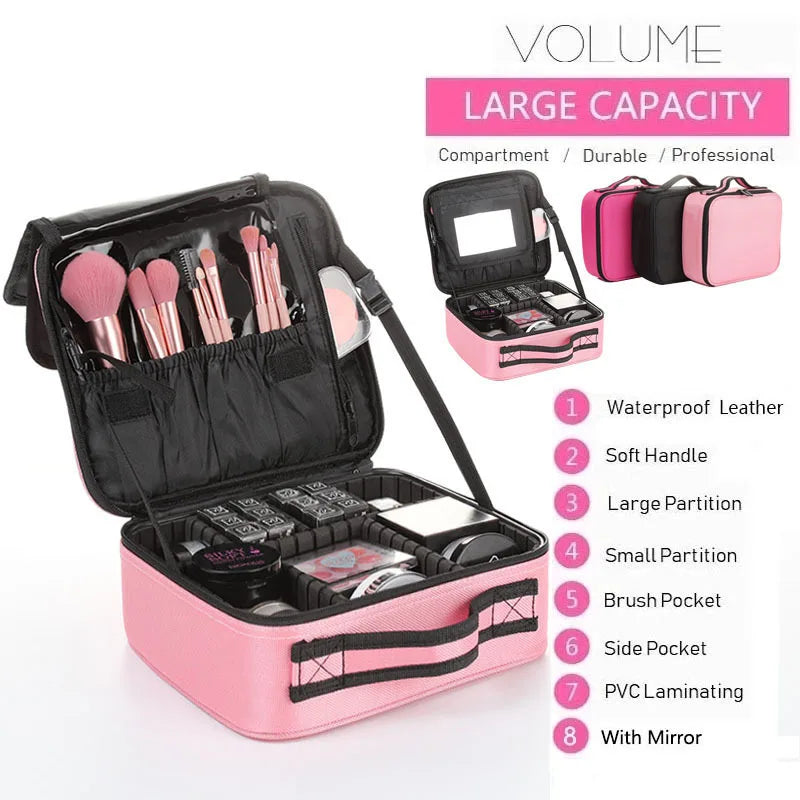 Travel Makeup Bag | Portable Cosmetic Organizer with Dividers