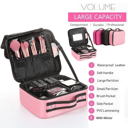 Travel Makeup Bag | Portable Cosmetic Organizer with Dividers