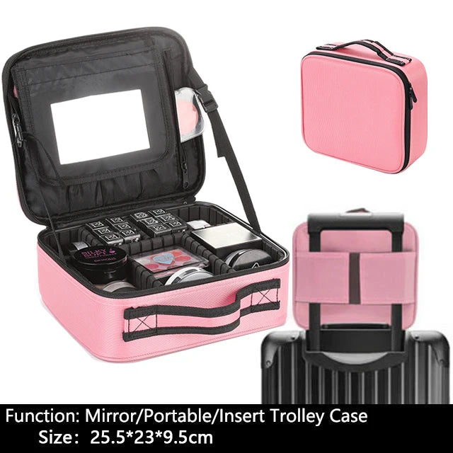 Travel Makeup Bag | Portable Cosmetic Organizer with Dividers