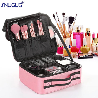 Travel Makeup Bag | Portable Cosmetic Organizer with Dividers