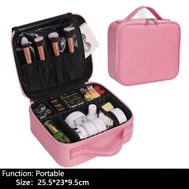 Travel Makeup Bag | Portable Cosmetic Organizer with Dividers