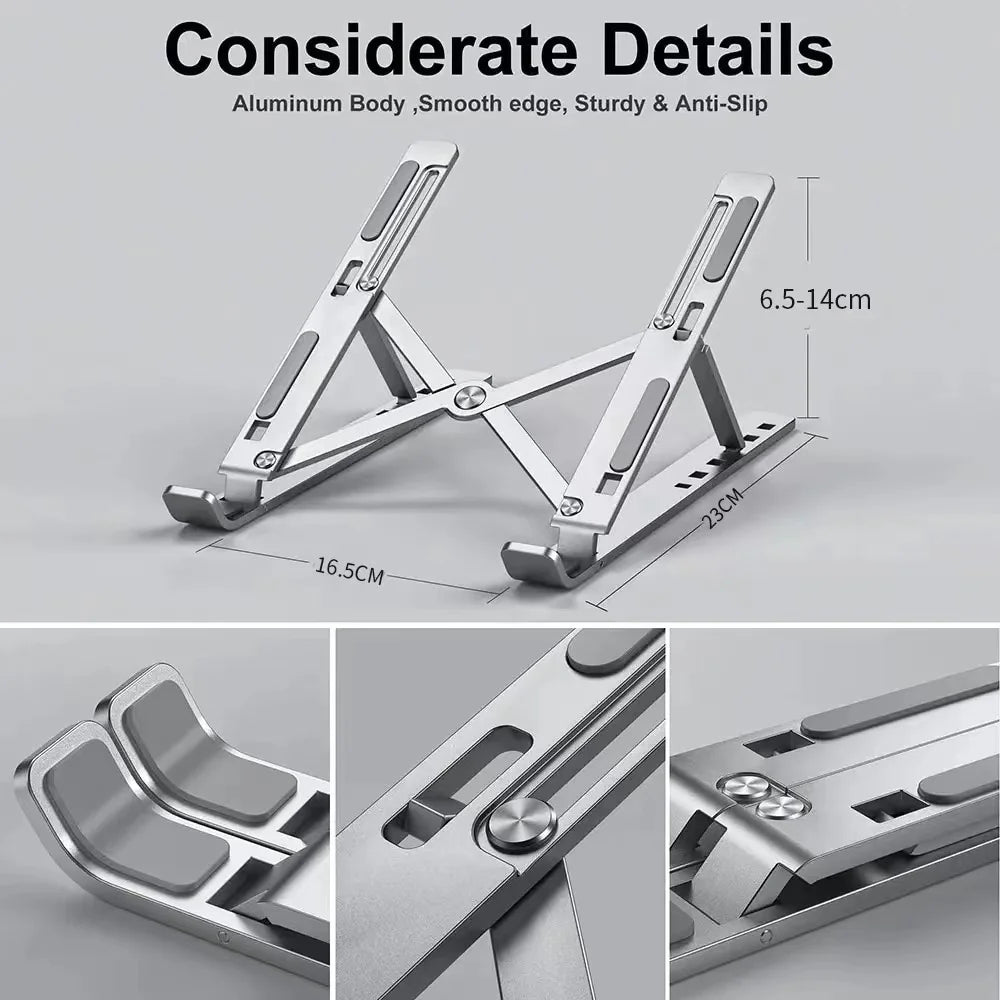 Ergonomic Laptop Stand | Adjustable Aluminum Riser for Desk